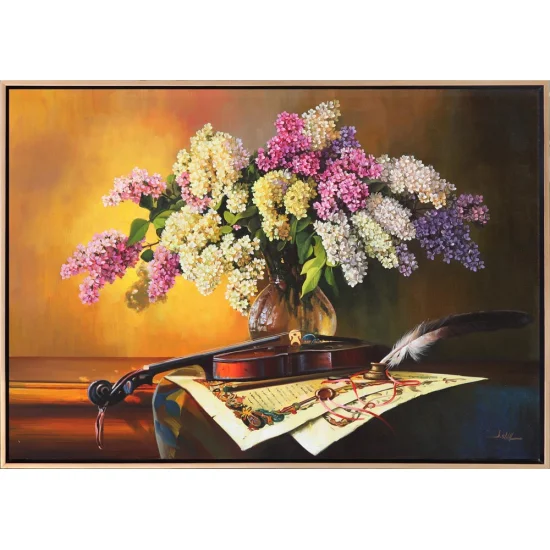 Kemanın Melodisiyle Leylaklar Siparişe Özel Yağlı Boya Tablo