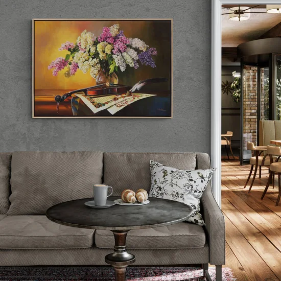 Kemanın Melodisiyle Leylaklar Siparişe Özel Yağlı Boya Tablo