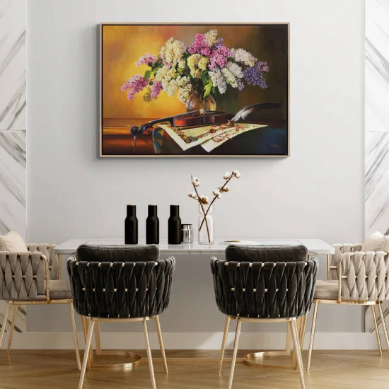 Kemanın Melodisiyle Leylaklar Siparişe Özel Yağlı Boya Tablo