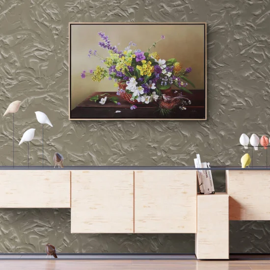 Sepette Kır Çiçekleri Siparişe Özel Yağlı Boya Tablo