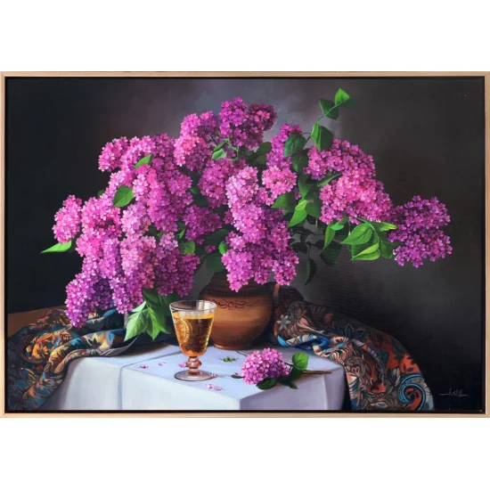 Vazoda Pembe Leylaklar Siparişe Özel Yağlı Boya Tablo