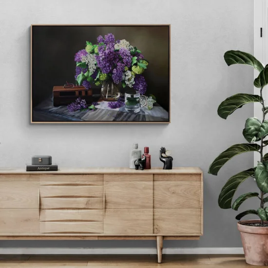 Colorful Lilacs on the Table Custom Order Oil Painting