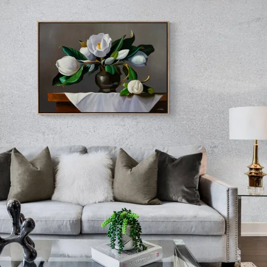 Magnolias in a Vase Custom Order Oil Painting