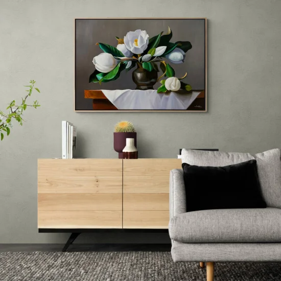 Magnolias in a Vase Custom Order Oil Painting