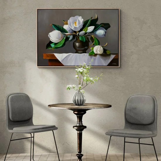 Magnolias in a Vase Custom Order Oil Painting