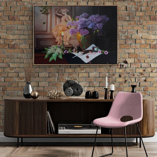 Lilacs and the Magic of the Sculpture Custom Order Oil Painting