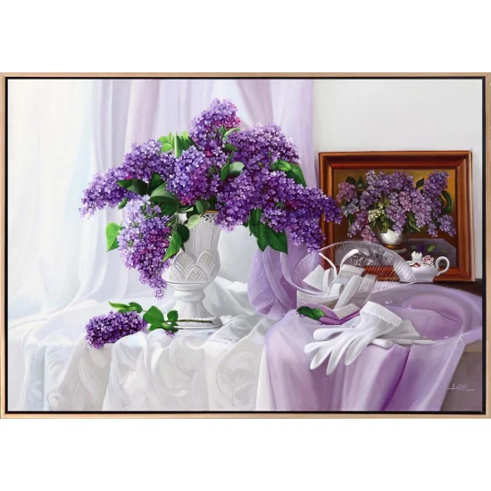 Leylaklar ve Porselen Vazo Siparişe Özel Yağlı Boya Tablo