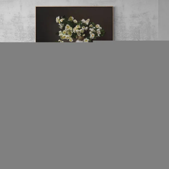 White Roses in a Vase Custom Order Oil Painting