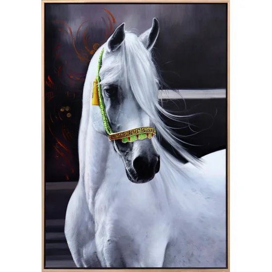 Beyaz Atın İfadesi Siparişe Özel Yağlı Boya Tablo