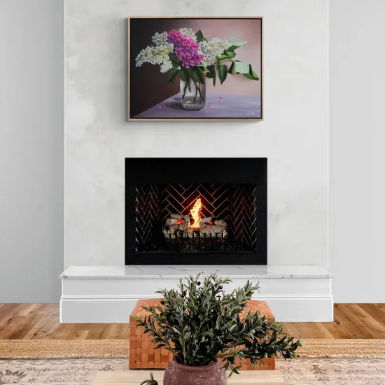 Lilacs in a Glass Vase Custom Oil Painting