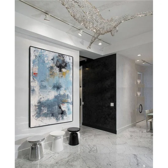 Mavi Beyaz Siparişe Özel Soyut Yağlı Boya Tablo