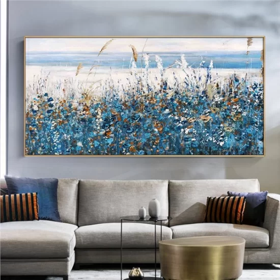 Blue White Flowers Custom Order Abstract Oil Painting