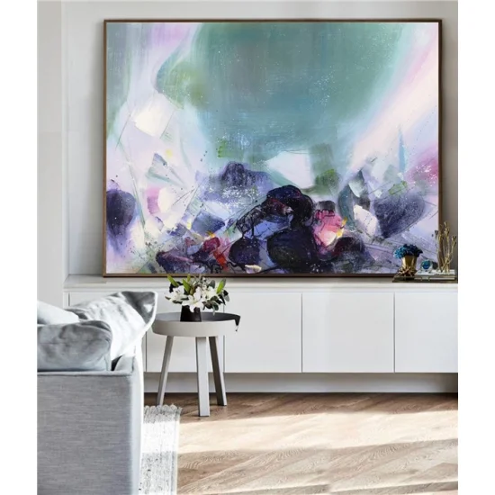 Mavi Pembe Modern Siparişe Özel Soyut Yağlı Boya Tablo