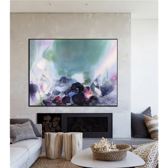 Mavi Pembe Modern Siparişe Özel Soyut Yağlı Boya Tablo