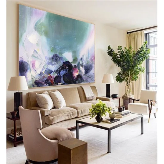 Mavi Pembe Modern Siparişe Özel Soyut Yağlı Boya Tablo