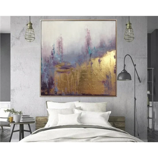 Mor ve Altın Orman Siparişe Özel Soyut Yağlı Boya Tablo