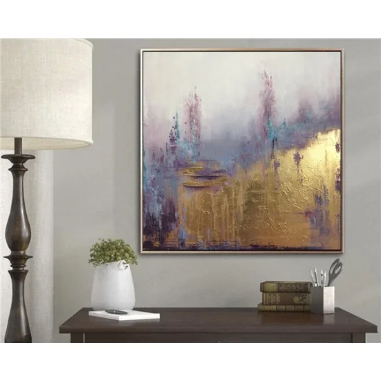 Mor ve Altın Orman Siparişe Özel Soyut Yağlı Boya Tablo