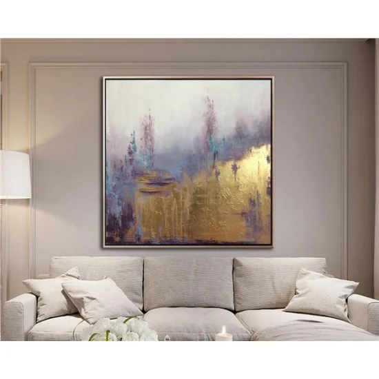 Mor ve Altın Orman Siparişe Özel Soyut Yağlı Boya Tablo