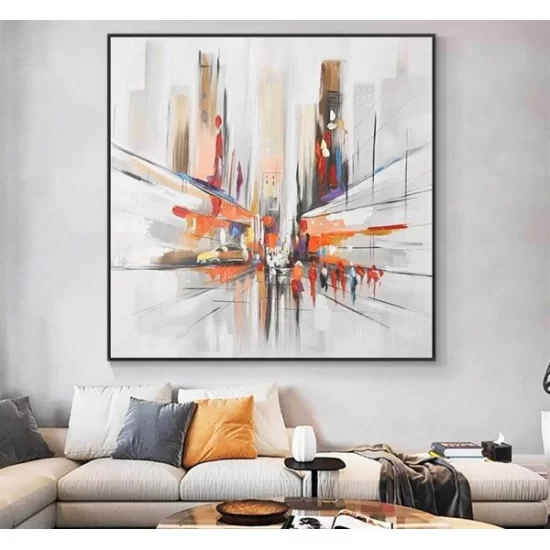 City Street People Custom Order Abstract Oil Painting