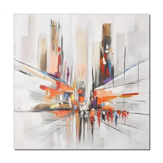 City Street People Custom Order Abstract Oil Painting