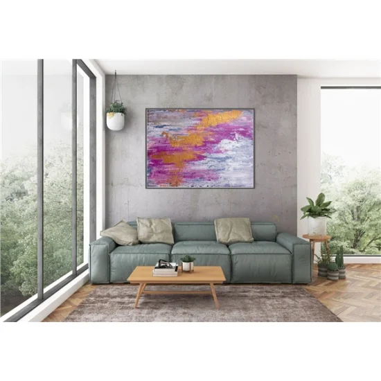 Pembe Gri Sarı Siparişe Özel Soyut Yağlı Boya Tablo