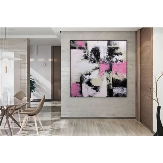 Pembe Siyah Siparişe Özel Soyut Yağlı Boya Tablo