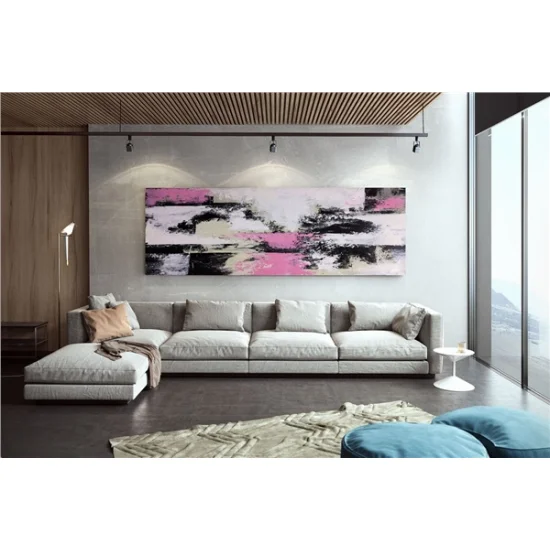 Pembe Siyah Siparişe Özel Soyut Yağlı Boya Tablo