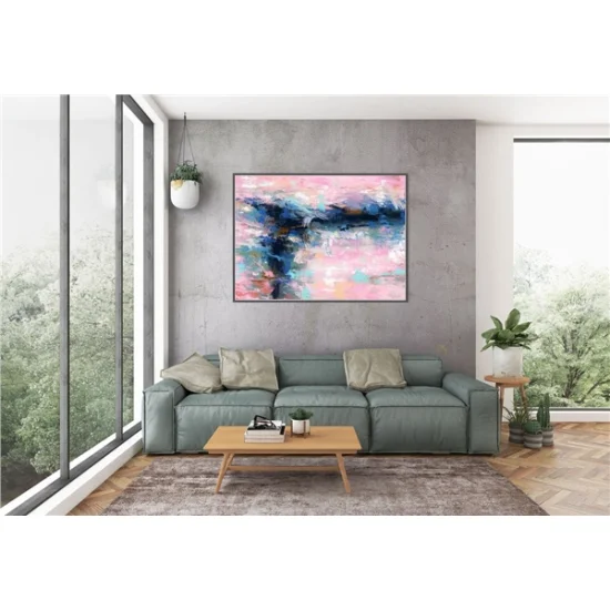 Pembe Nane ve Mavi Siparişe Özel Soyut Yağlı Boya Tablo