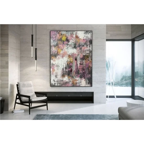 Pink Red and Beige Custom Order Abstract Oil Painting