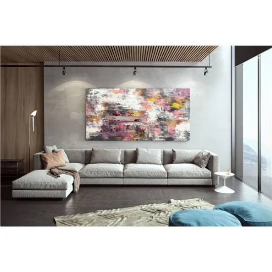 Pink Red and Beige Custom Order Abstract Oil Painting
