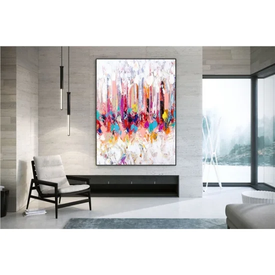 Renkli Diyagram Siparişe Özel Soyut Yağlı Boya Tablo