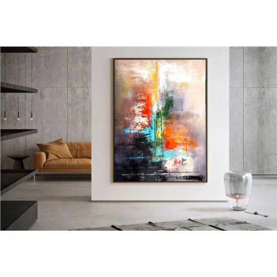 Spatula ile Yapıt Siparişe Özel Soyut Yağlı Boya Tablo