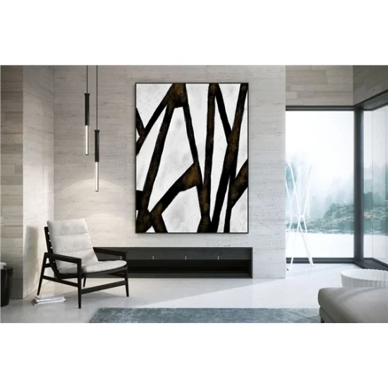 Scandinavian Black White Custom Order Abstract Oil Painting