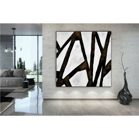 Scandinavian Black White Custom Order Abstract Oil Painting