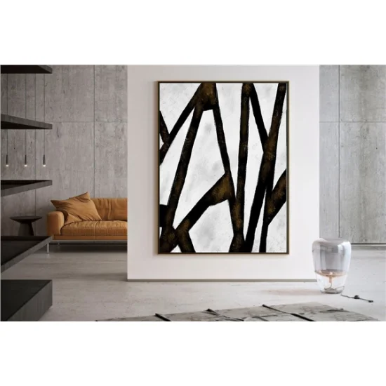 Scandinavian Black White Custom Order Abstract Oil Painting