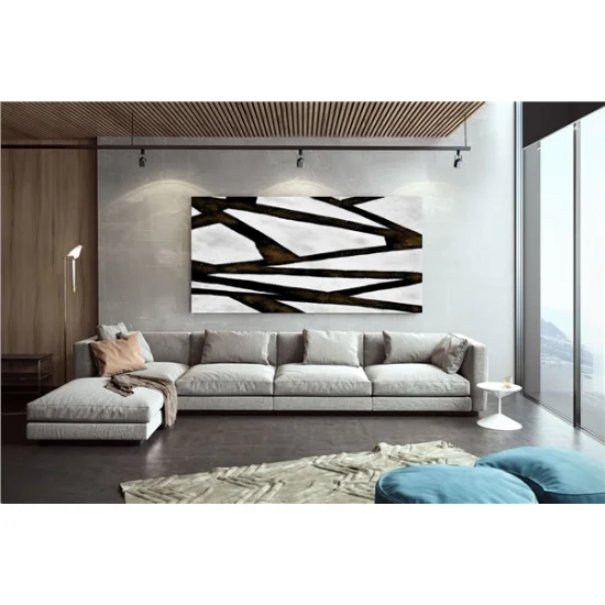 Scandinavian Black White Custom Order Abstract Oil Painting