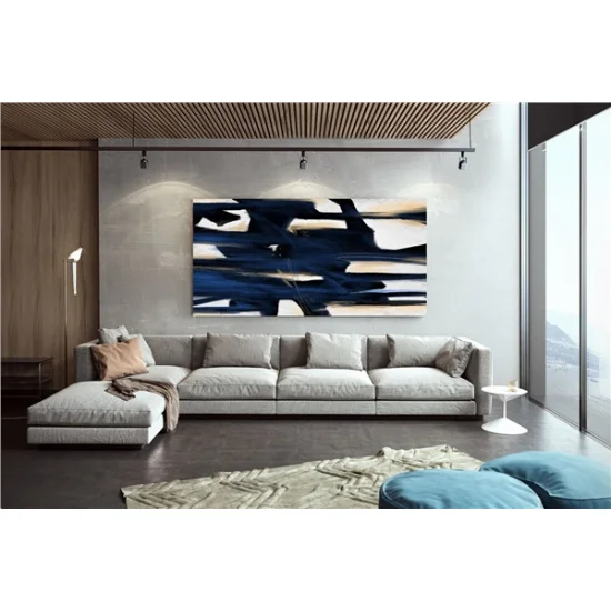 Navy Blue Minimal Custom Order Abstract Oil Painting