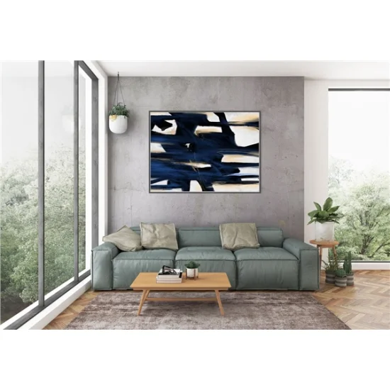 Navy Blue Minimal Custom Order Abstract Oil Painting
