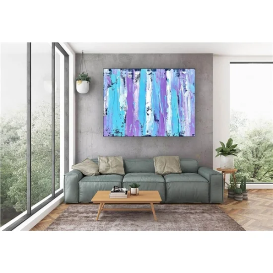 Mor Mavi Siparişe Özel Soyut Yağlı Boya Tablo