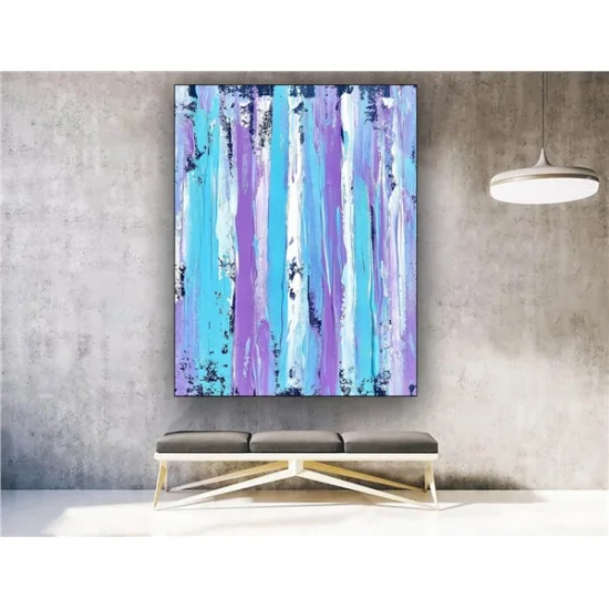 Mor Mavi Siparişe Özel Soyut Yağlı Boya Tablo