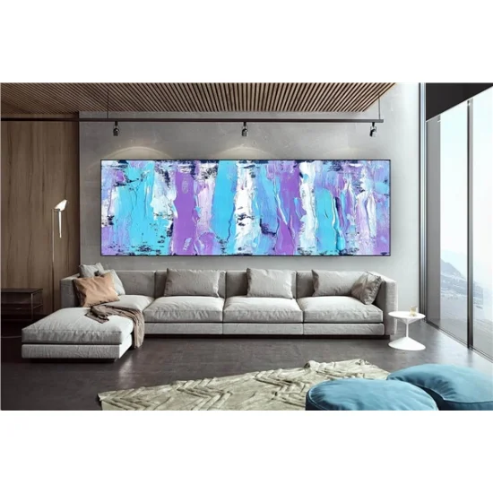 Mor Mavi Siparişe Özel Soyut Yağlı Boya Tablo