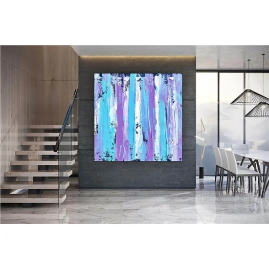 Mor Mavi Siparişe Özel Soyut Yağlı Boya Tablo