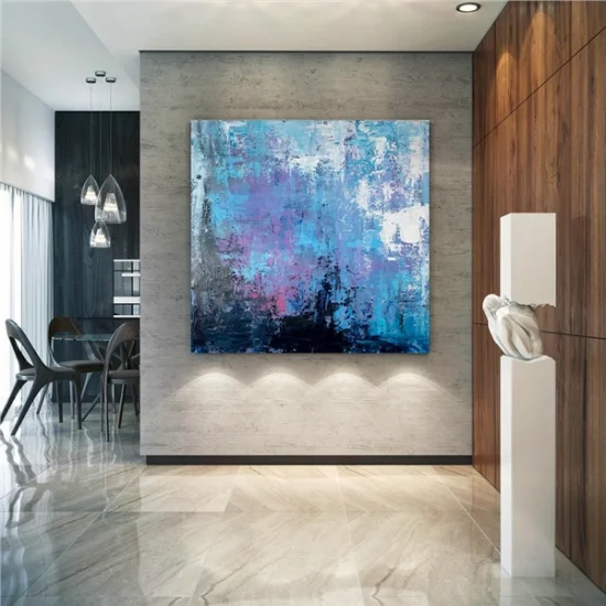 Dark Light Blue Custom Order Abstract Oil Painting