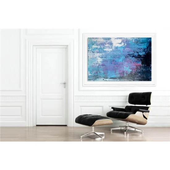 Dark Light Blue Custom Order Abstract Oil Painting