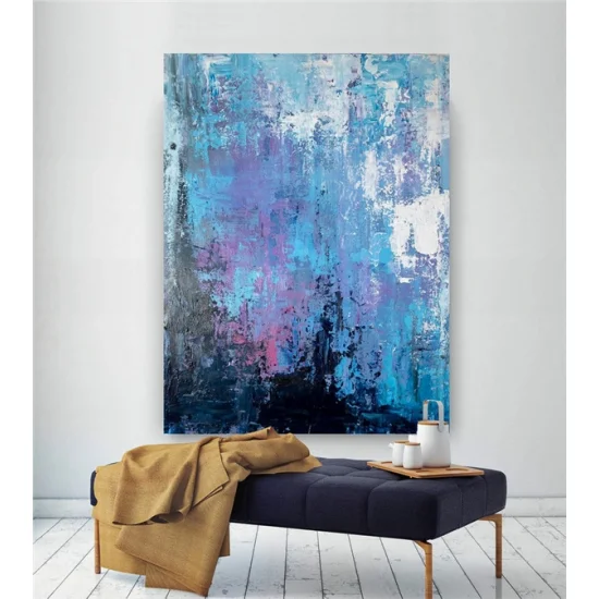 Dark Light Blue Custom Order Abstract Oil Painting