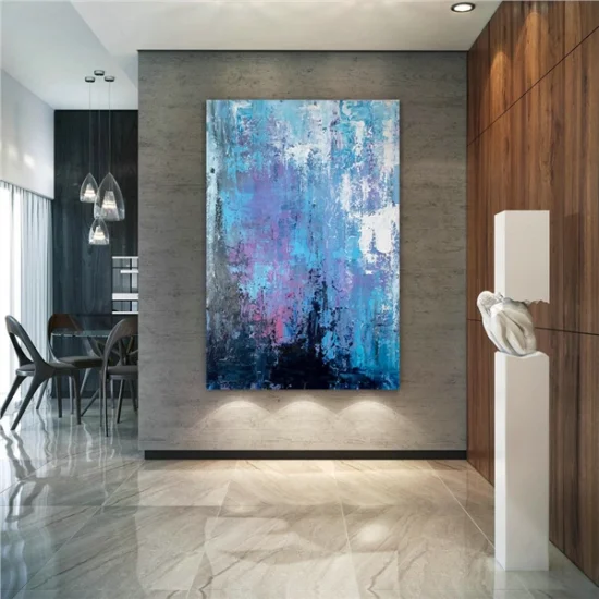 Dark Light Blue Custom Order Abstract Oil Painting