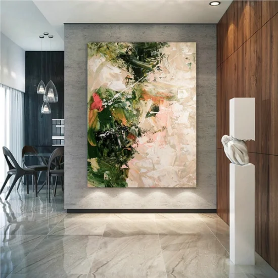 Yeşil ve Krem Siparişe Özel Soyut Yağlı Boya Tablo