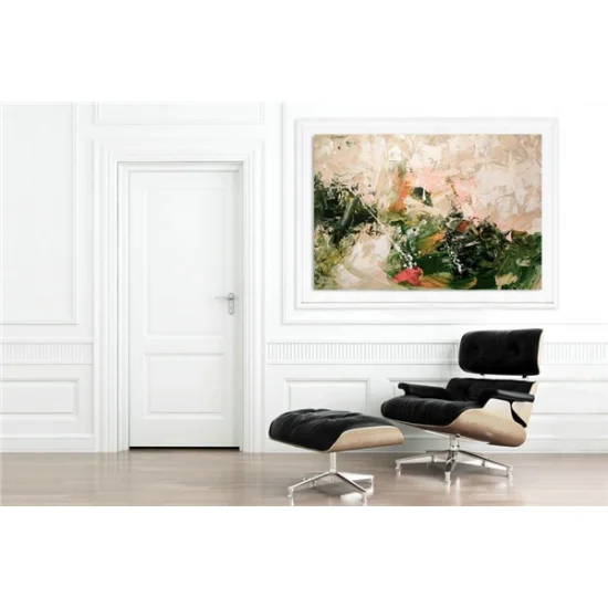 Yeşil ve Krem Siparişe Özel Soyut Yağlı Boya Tablo