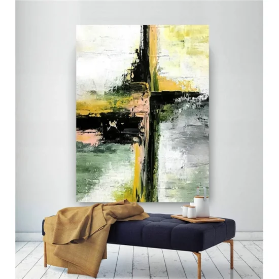 Contemporary Green Yellow Custom Order Abstract Oil Painting