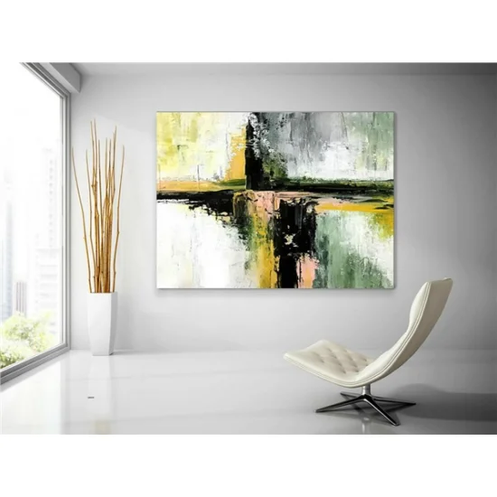 Contemporary Green Yellow Custom Order Abstract Oil Painting